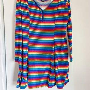 Rainbow long sleeve knit dress